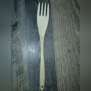 Vintage Melamine White/Cream Kitchen Utensil Serving Fork
